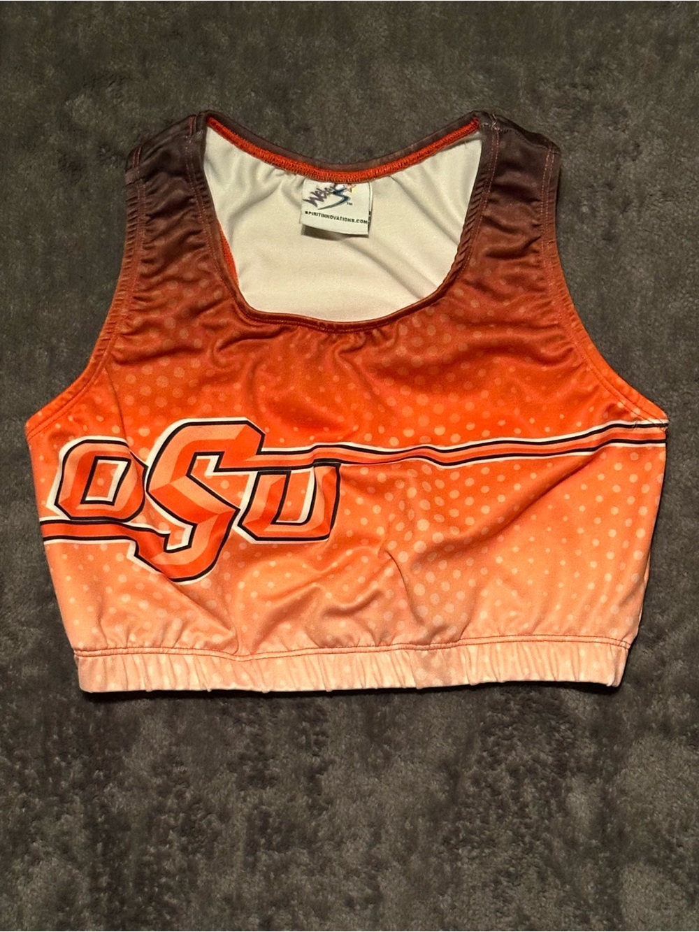 Oklahoma State University OSU Cowboys Orange Graphic Sports Bra Crop Top